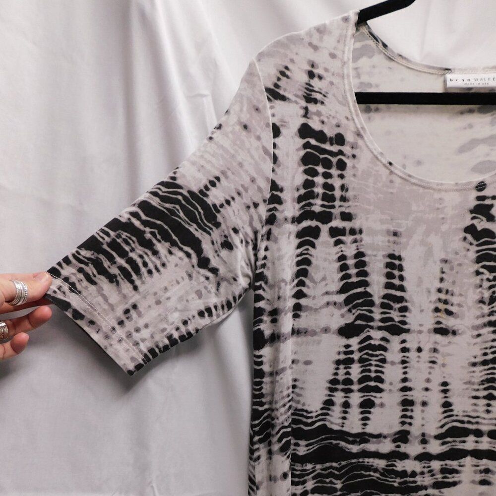 Bryn Walker S Black & White Tie Dye Assym Maxi Dress EUC - Picture 2 of 4